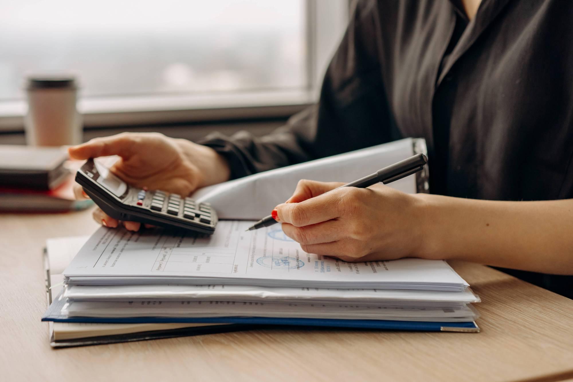 woman with calculator