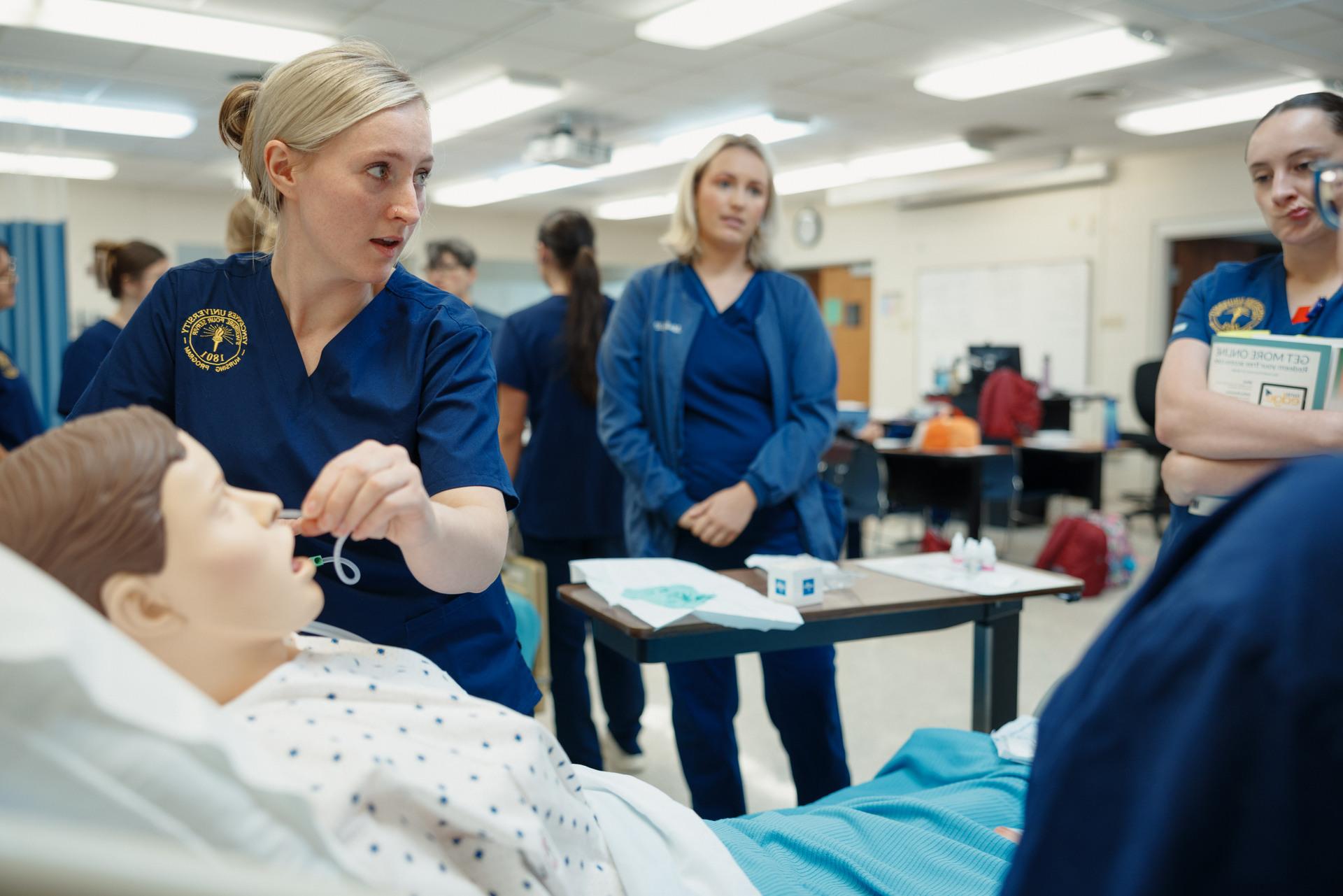 Nursing students at a job fair